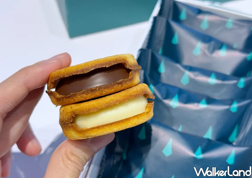 ▲SNOWS最招牌必買的「生巧克力夾心餅乾」，以鐵板煎製的酥脆餅乾，中間夾入北海道冬季放牧牛乳製成的生巧克力。(攝影：鄭雅之)