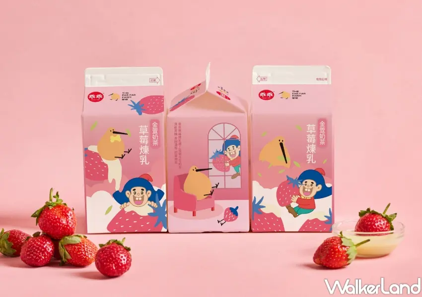 ▲全家限定草莓煉乳金萱奶茶，結合發發與乖乖聯名概念，指定商品享第2件6折優惠。