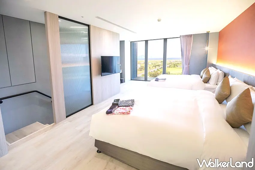 ▲ 多人出遊首推「漓」極景家庭套房，採樓中樓設計，規劃二房二衛、約40坪的大空間，適合三代同堂分區休息、或好友同行共享起居空間 / 圖：綠舞提供 窩客島整理