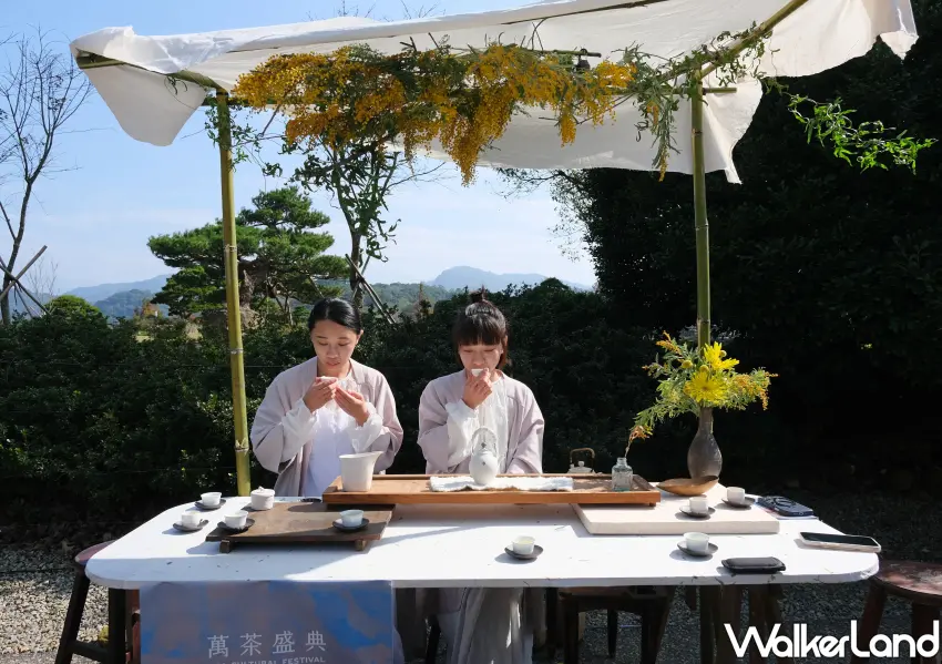 ▲現場涵蓋普洱茶、包種茶、高山茶、凍頂烏龍到台灣最年輕的紅烏龍，讓喝茶不再只侷限於桌前，而是融入山林與空氣之中。（攝影：鄭雅之)