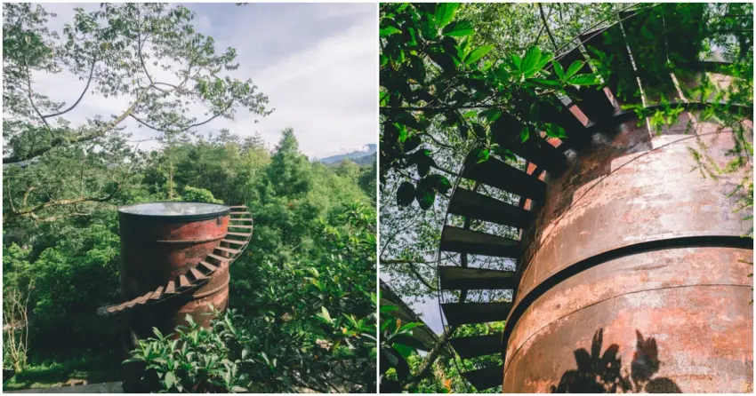 ▲位於南投的九樹森林，這棟充滿工業風與拼湊美學的獨特建築竟然是間民宿！直接入住「霍爾高塔」，親臨這個隱身山林的魔法世界。