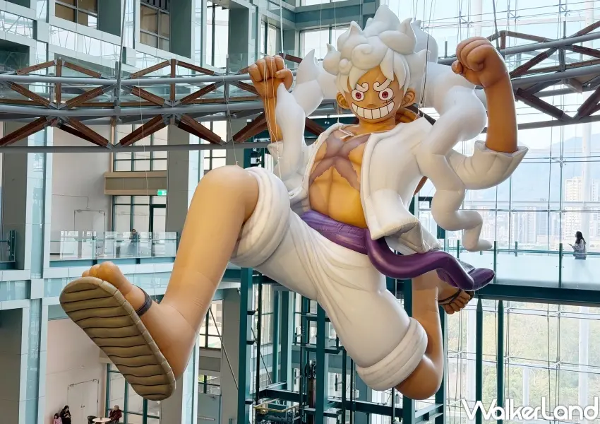 ▲台北航海王25週年紀念特展即日起在士林科教館7樓登場，巨型五檔魯夫360度隨你拍。(攝影：鄭亦庭)