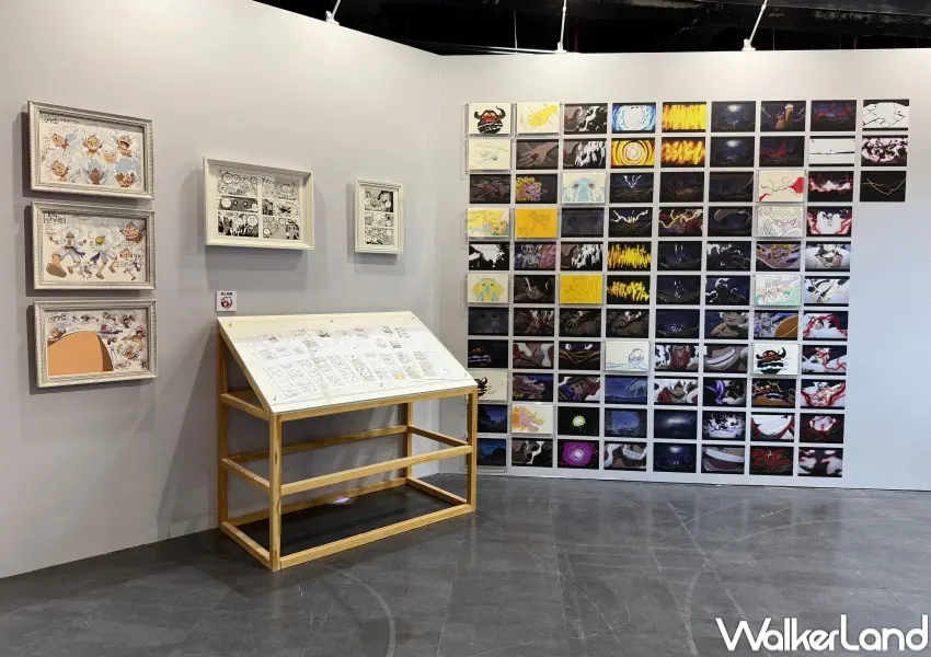 ▲台北航海王25週年特展！展出大量五檔魯夫動畫分鏡、手稿、腳本等製作。(攝影：鄭亦庭)