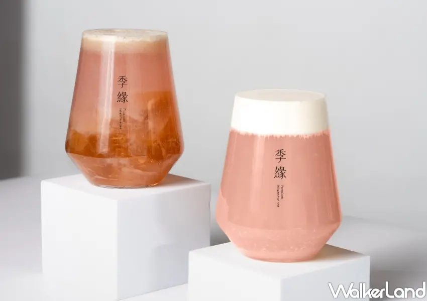 ▲季緣蓮霧青韻茶王與蓮霧柚香奶蓋同步上市，粉嫩茶色成為春季最受矚目的季節茶飲。