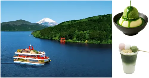 箱根必打卡新景點！箱根蘆之湖推出全新觀光船「大茶會」，抹茶布丁、三色糰子拿鐵太療癒。