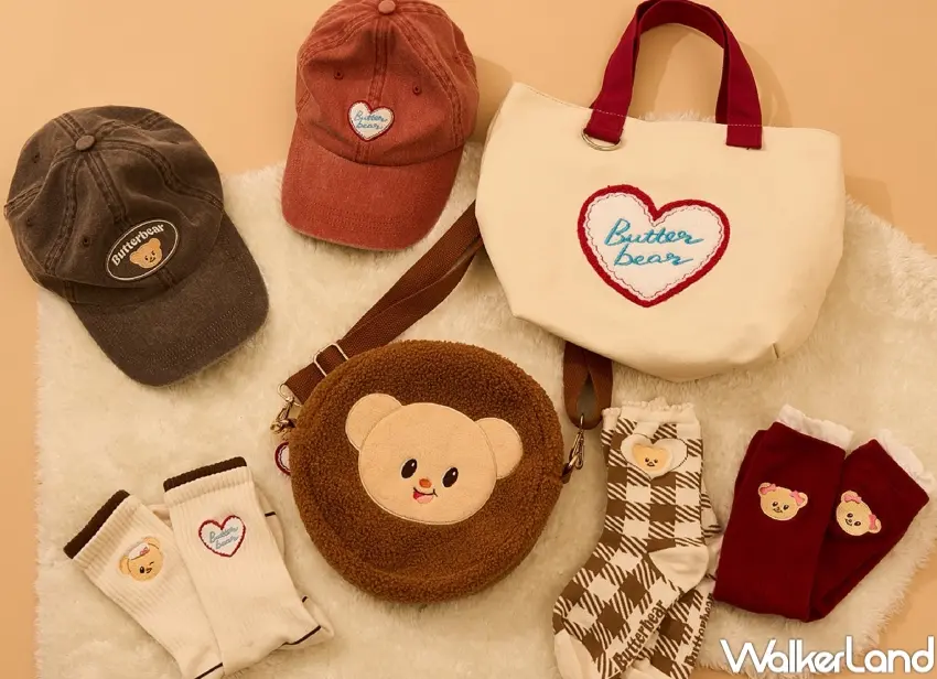 ▲Butterbear × CACO CAFE 同步推出多款可愛周邊小物，包含包包、帽子與襪子等配件。