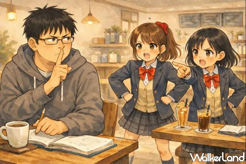 ▲路易莎讀書男嫌隔壁吵！雄女學生聊天遭制止　一句話神反擊全網笑翻 / 圖：AI生成
