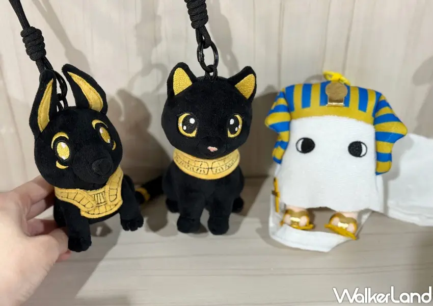 ▲華山古文明展周邊必買推薦！超萌埃及巴斯特、阿奴比斯娃娃、梅傑德飲料杯套。(攝影：鄭亦庭)
