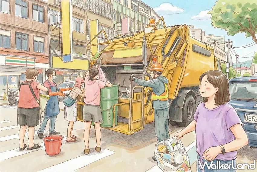 ▲雙北人注意紅藍桶走入歷史，2026廚餘回收新制上路，瀝乾水分才是省錢關鍵。 / 圖：AI生成提供 窩客島整理