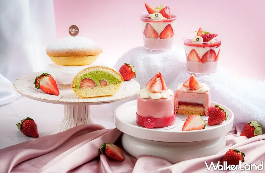 ▲台北粉紅甜點地圖！大倉久和打造日式草莓季，鮮採草莓杯與迷你波士頓派期間限定開賣。圖／大倉久和大飯店提供；窩客島整理