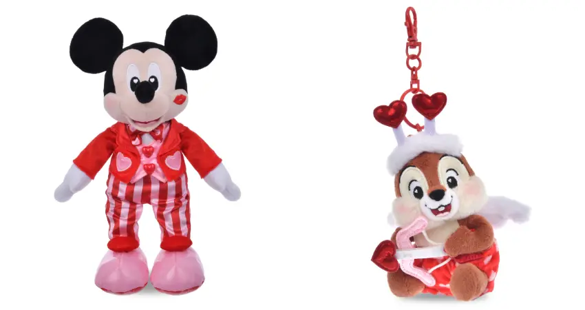 ▲米奇、米妮等經典角色也推出情人節特別版玩偶和鑰匙圈。