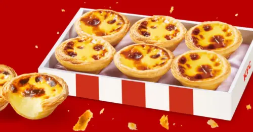 蛋撻控成功預言！肯德基原味蛋撻－超極酥 升級回歸，蛋撻買一送一新品嚐鮮開吃。