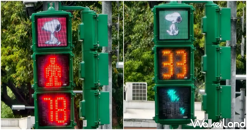 ▲台中共有9個路口設置史努比紅綠燈。（攝影：楊婷雅）
