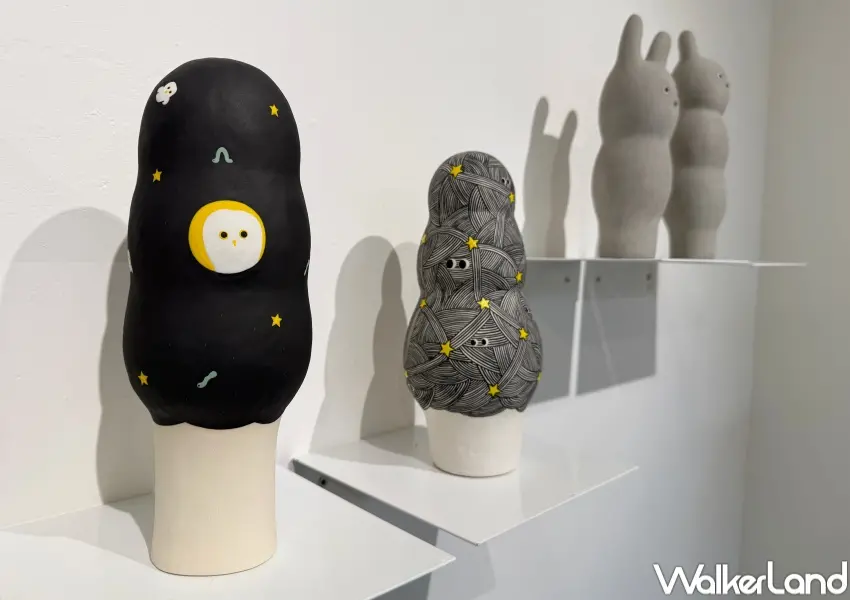 ▲免費逛台北展覽！展覽以「森林」作為心理層面的隱喻，結合動物、植物與人形角色展出。(攝影：鄭亦庭)