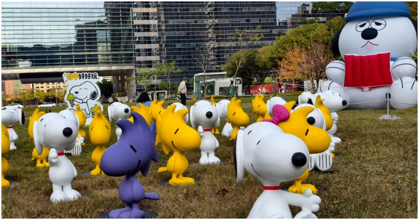 史努比家族進駐台中市政公園！3公尺史努比與奧拉夫萌翻亮相，攜手台中交通局打造最可愛城市風景。