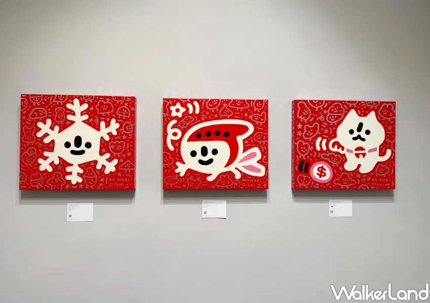 ▲華山免費展覽!大石曉規全新創作日本文化系列,有招財貓、忍者、雪花等符號。(攝影:鄭亦庭)