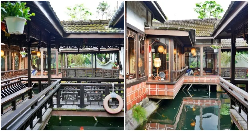 ▲中壢最美的復古茶館！蜿蜒迴廊與潺潺流水，友竹居竟完美復刻了江南庭園的古典美。