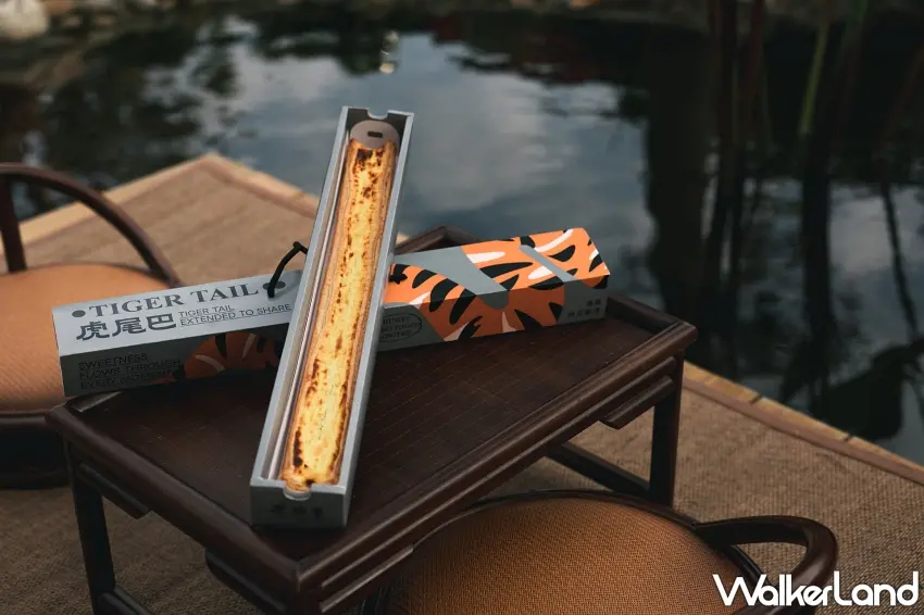 ▲長達60公分的「虎尾巴」，以香酥塔皮包裹香甜地瓜泥與柔嫩蛋塔餡，層層堆疊出令人驚豔的美味。圖／虎珍堂提供；窩客島整理