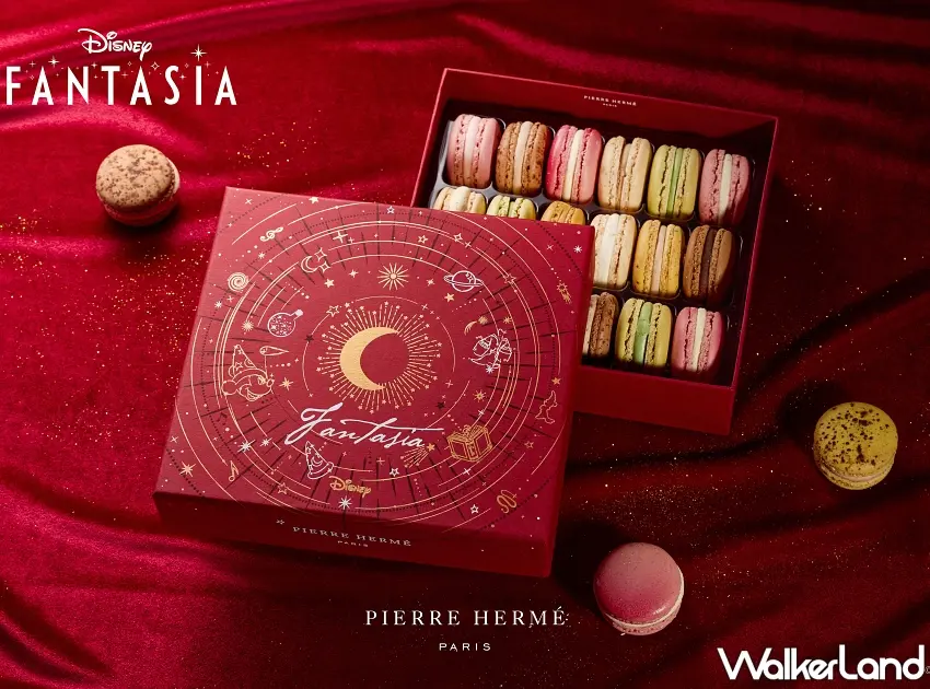 ▲迪士尼聯名款「星耀綺夢」18入禮盒,盒面以燙金星象圖與魔法師米奇為設計,極具收藏價值。圖/PIERRE HERMÉ PARIS提供;窩客島整理
