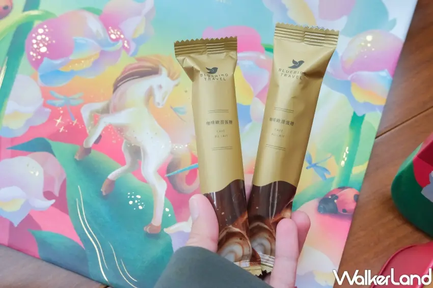 ▲青鳥旅行「春光躍影」禮盒集結多款人氣蛋捲口味。(攝影:張人尹)