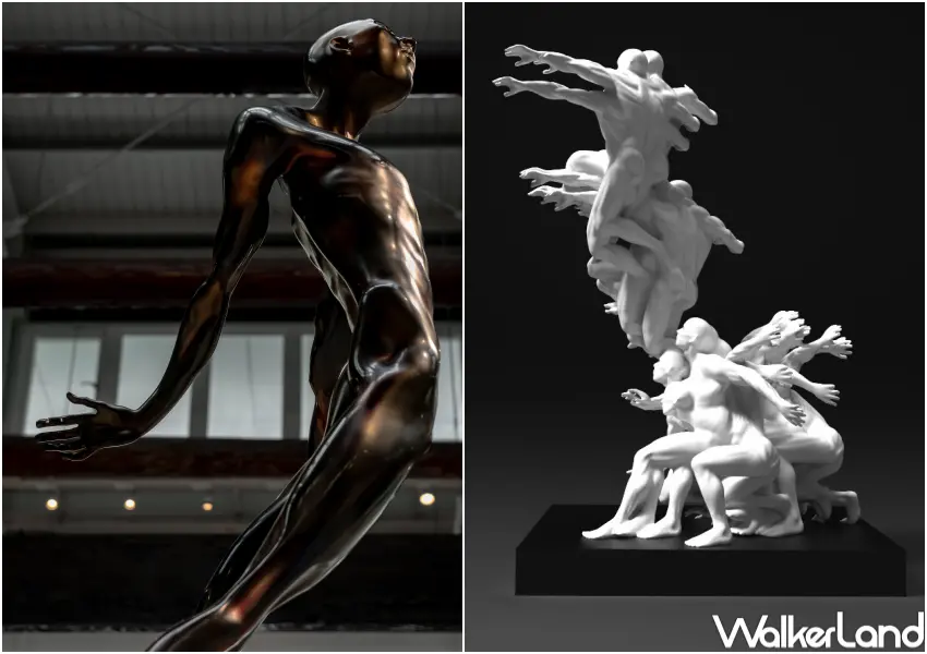 ▲台中王尋雕塑展必看亮點！作品呈現層疊、扭轉、拉伸的身體結構，捕捉時間在流動的瞬間。