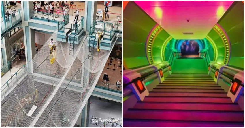 ▲科教館必玩的「空中腳踏車」,騎在細細鋼索上超刺激;天文館的「宇宙探險」,帶著孩子進入迷人魔幻的太空世界!