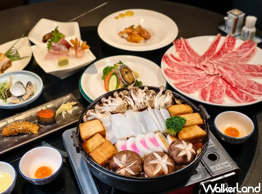 ▲「宮圓日本料理」壽喜燒份量約3人，鍋底鋪陳細膩。（美食好芃友提供）