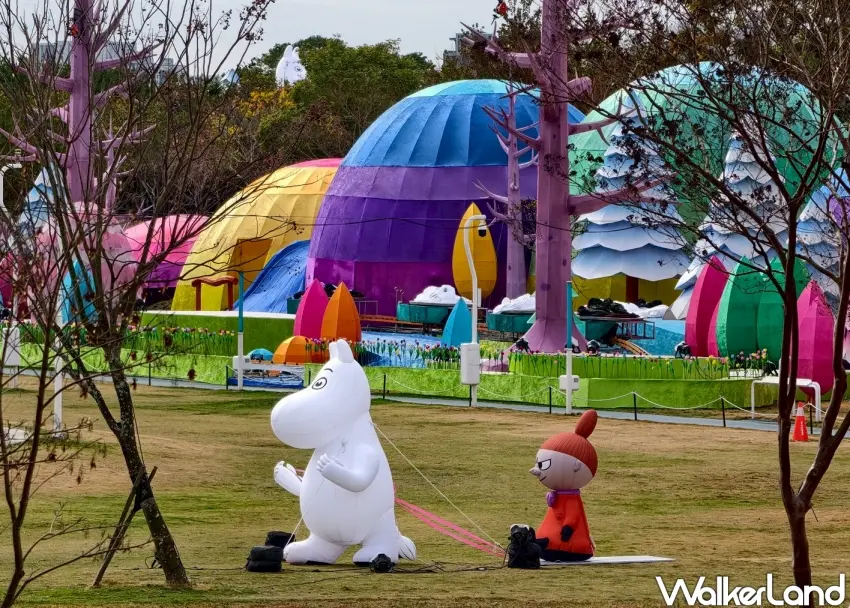 ▲「2026中台灣燈會」以人氣角色「姆明」系列裝置最受矚目。（攝影：楊婷雅）