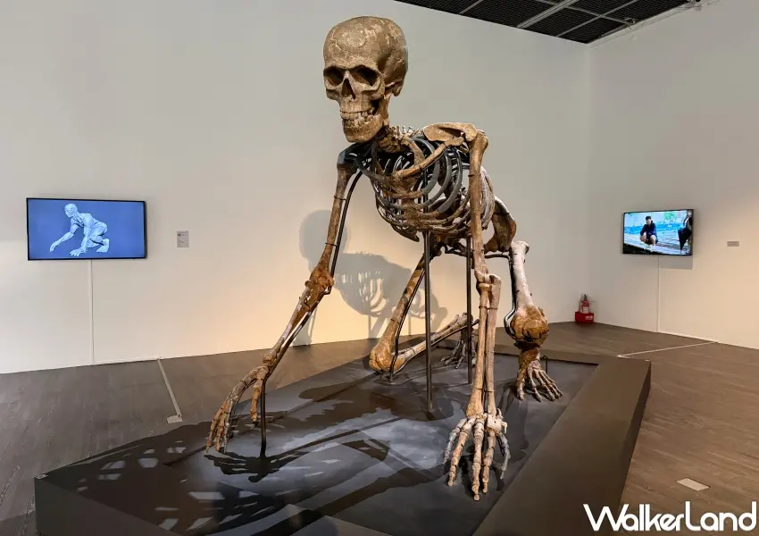 ▲中山站展覽必拍亮點！五公尺巨人骨骼融合機械裝置，來當代藝術館必拍。(攝影：鄭亦庭)