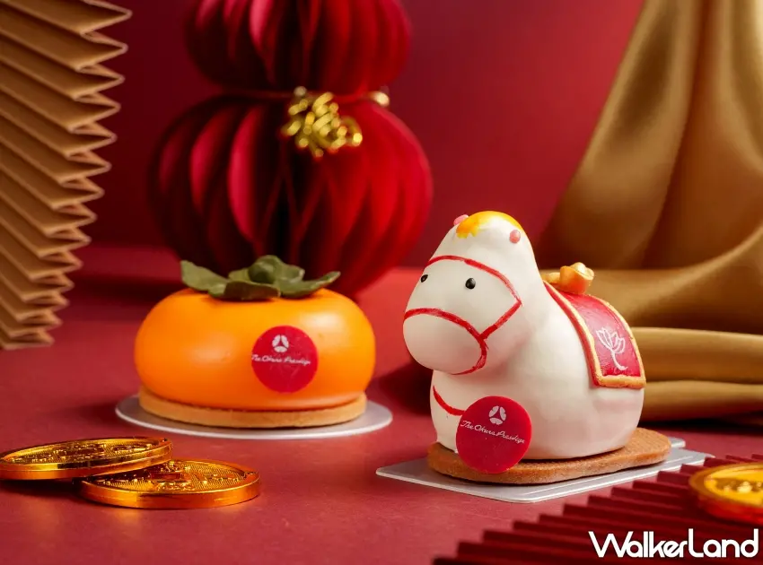 ▲馬上有錢與柿柿如意造型蛋糕,為馬年新春增添好運。 圖/大倉久和大飯店提供;窩客島整理