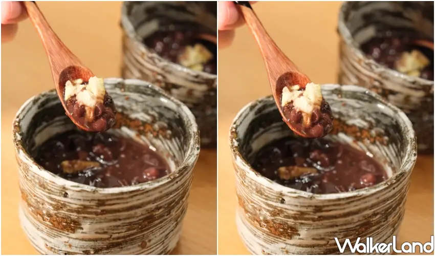 ▲「朝炭」每日甜點皆不同可加價點夠,目前有加入烤栗子的紫米紅豆加價50元就有。(攝影:鄭雅之)