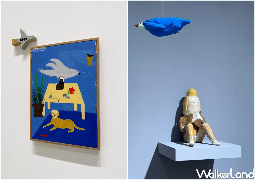 ▲台北內湖免費展覽展推薦！藝術家卡帕奧展出陶瓷、木雕與繪畫等組品。(攝影：鄭亦庭)