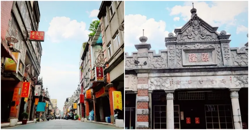 ▲漫步大溪老街，巴洛克式街屋上細膩的吉祥浮雕，承載著新春富貴平安的絕佳寓意。