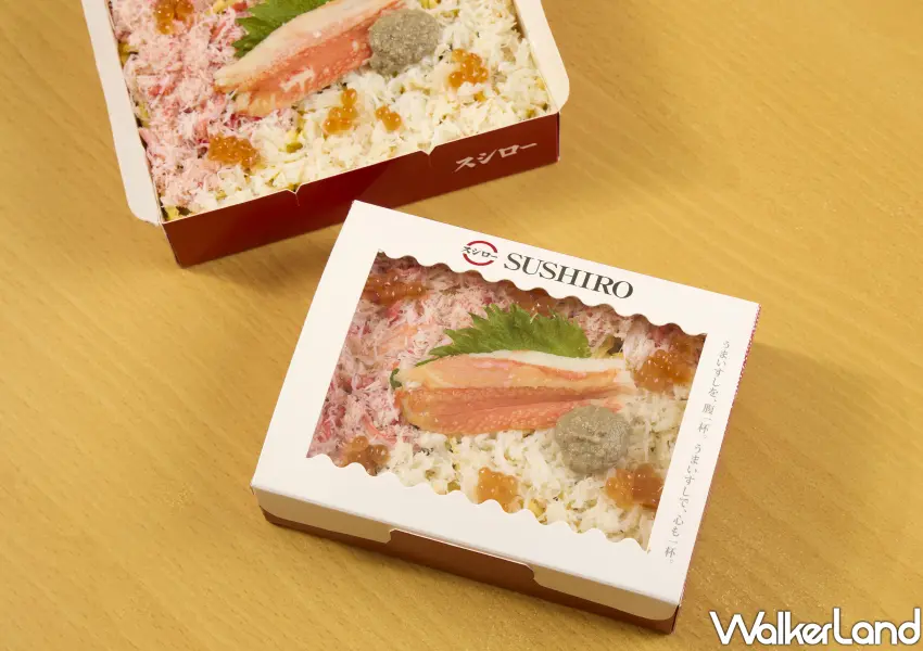 ▲壽司郎「迎春滿懷感蟹盒」鋪滿撥好的松葉蟹肉、紅雪蟹肉，最後灑上鮭魚卵，每一口都能吃到滿滿的海味精華。