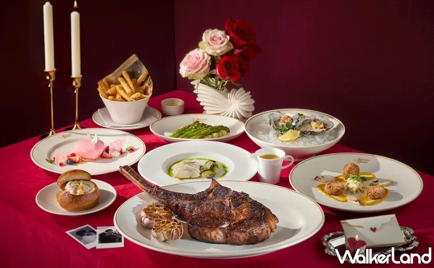 ▲安東廳情人節饗宴提供美國極黑戰斧等多款頂級海陸主菜，每套3,780元+10%起。圖／台北喜來登大飯店提供；窩客島整理
