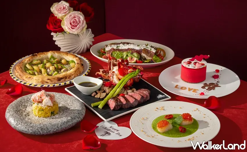 ▲比薩屋推出情人節限定義式浪漫饗宴，內含大師級手工比薩與A5和牛龍蝦雙主菜。圖／台北喜來登大飯店提供；窩客島整理