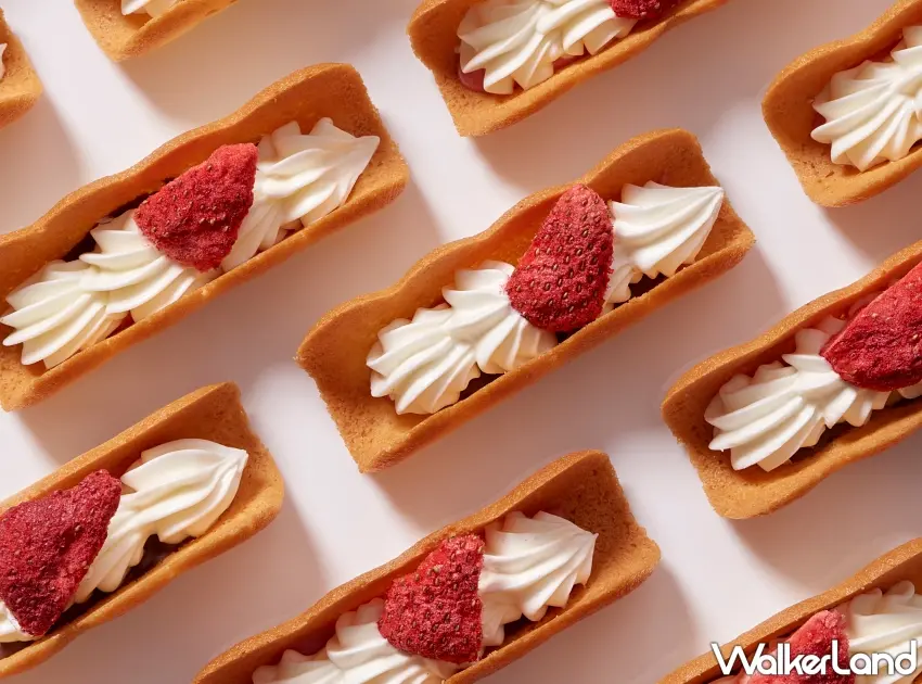 ▲AMANBERRY將爽脆薄片餅，搭配入口即化的生巧克力與香甜多汁的甘王草莓。圖／日本 OMIYAGE 振興會提供；窩客島整理