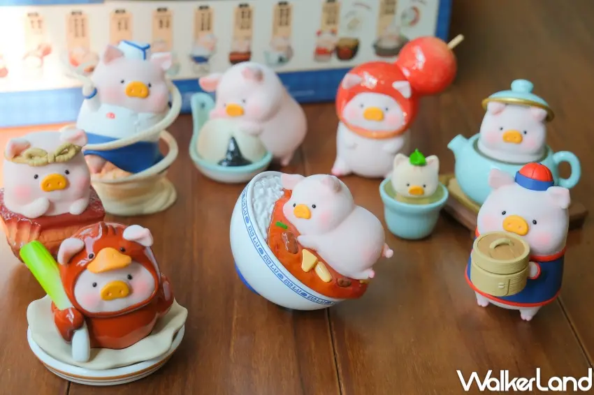 ▲罐頭豬LuLu 同步推出 Lu家小館系列盲盒，以中華料理打造春節限定收藏。（攝影：張人尹）