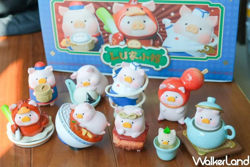 ▲罐頭豬LuLu 推出 Lu家小館系列盲盒，將中華料理化為可愛角色公仔。（攝影：張人尹）