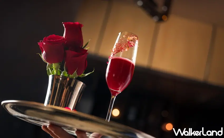 ▲情人節限定無酒精特調「硃砂痣 Lost Love」，讓不飲酒的賓客也能盡興過節。 圖／台北文華東方酒店提供；窩客島整理