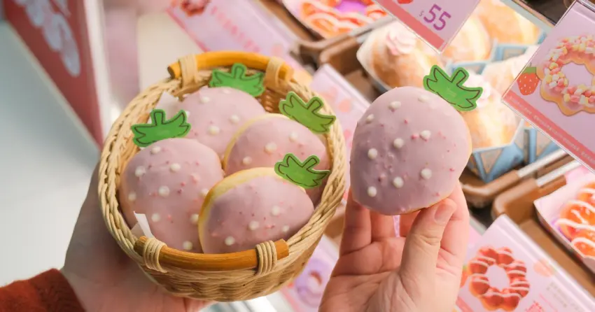草莓甜甜圈買6送2！Mister Donut草莓季甜甜圈7款新品，草莓優格生波堤必吃。
