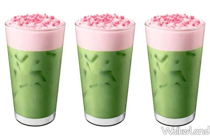 ▲抹茶控最愛「草莓風味抹茶那堤」，日本抹茶揉合微酸草莓，交織迷人漸層感。