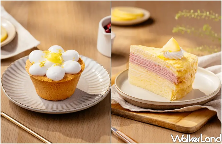 ▲星巴克春季甜點「泡泡覆盆莓起司塔」與「檸檬莓果千層薄餅」，享受粉嫩下午茶。