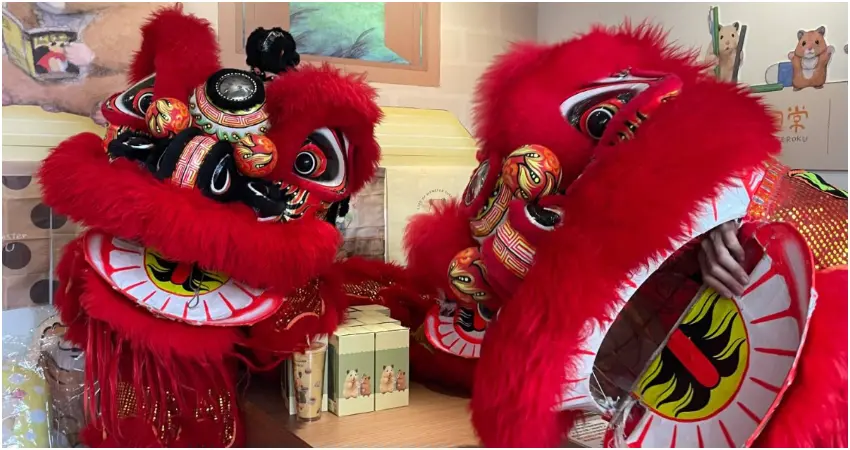 ▲2月17日大年初一舉辦新春賀歲活動，邀請醒獅團隊現場演出