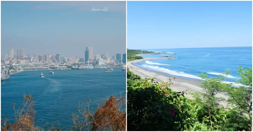 ▲登上旗后燈塔，能將壯闊市景與海景盡收眼底；而台東金樽白沙灣則擁有綿延的蔚藍海岸線，看海景、吹海風都是極致的浪漫享受。