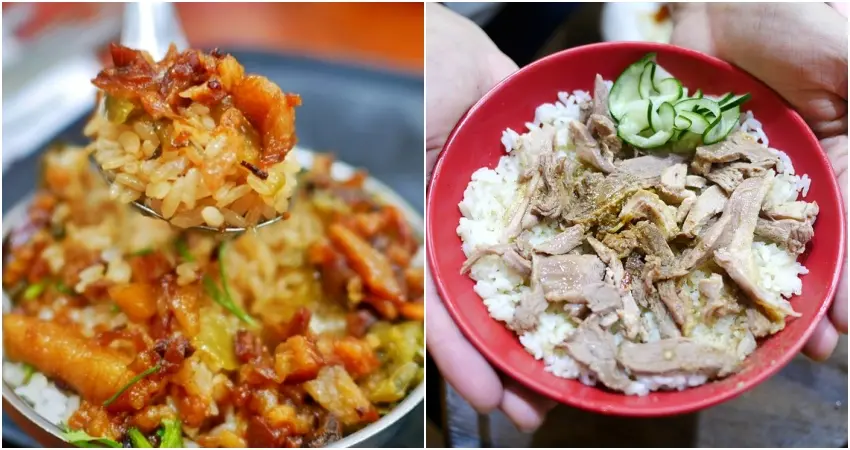 ▲來城隍廟必吃美食有鹹香誘人的「廟口鴨香飯」、「柳家肉燥飯」,每一口都是紮實的好滋味。(攝影:部落客mika、熊寶小榆)