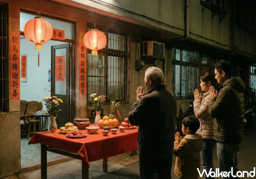 ▲小年夜習俗子時23點後祭拜天公感謝庇佑;當天忌吵鬧罵小孩,保持好心情才能招來好家運。(AI製圖)