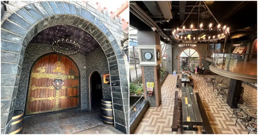 ▲走進台灣優格餅乾學院,彷彿踏入現實版哈利波特場景,石砌拱門、復古木門搭配歐風室內空間,充滿魔法學院氛圍,邊認識餅乾製作過程,邊拍下奇幻美照,親子同遊記憶點十足。