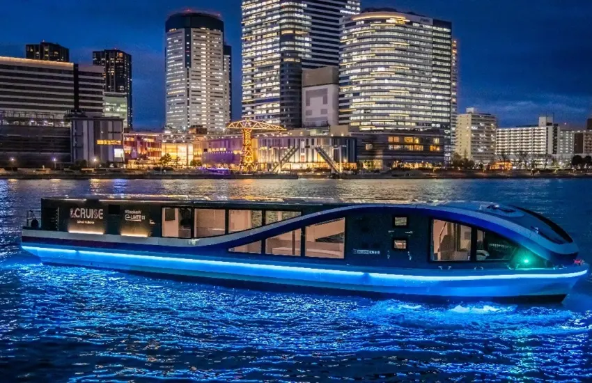 ▲電動客船保證零碳排放，強調靜音、低振動、零燃料臭味。