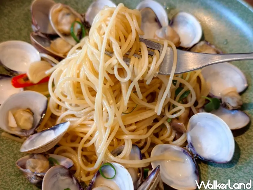 ▲柚子胡椒蛤蜊麵為「糀日和 Kouji Wafu Pasta」人氣料理之一。(攝影:楊婷雅)